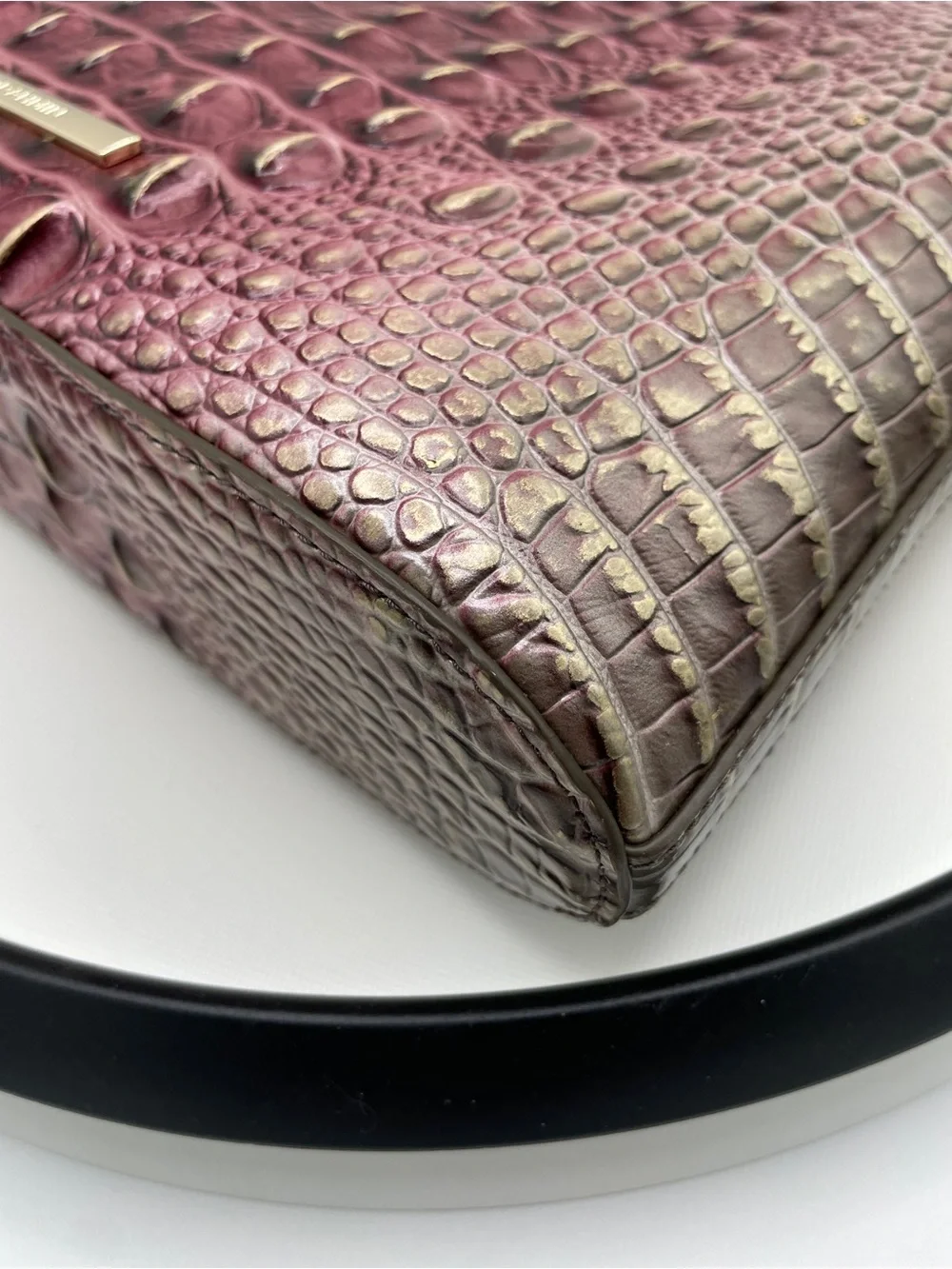 Brahmin Fig Jam Ombré Croc-Embossed Leather Crossbody with Matching Ady Wallet